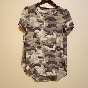 Acrobat Camo Print silk blouse size small.